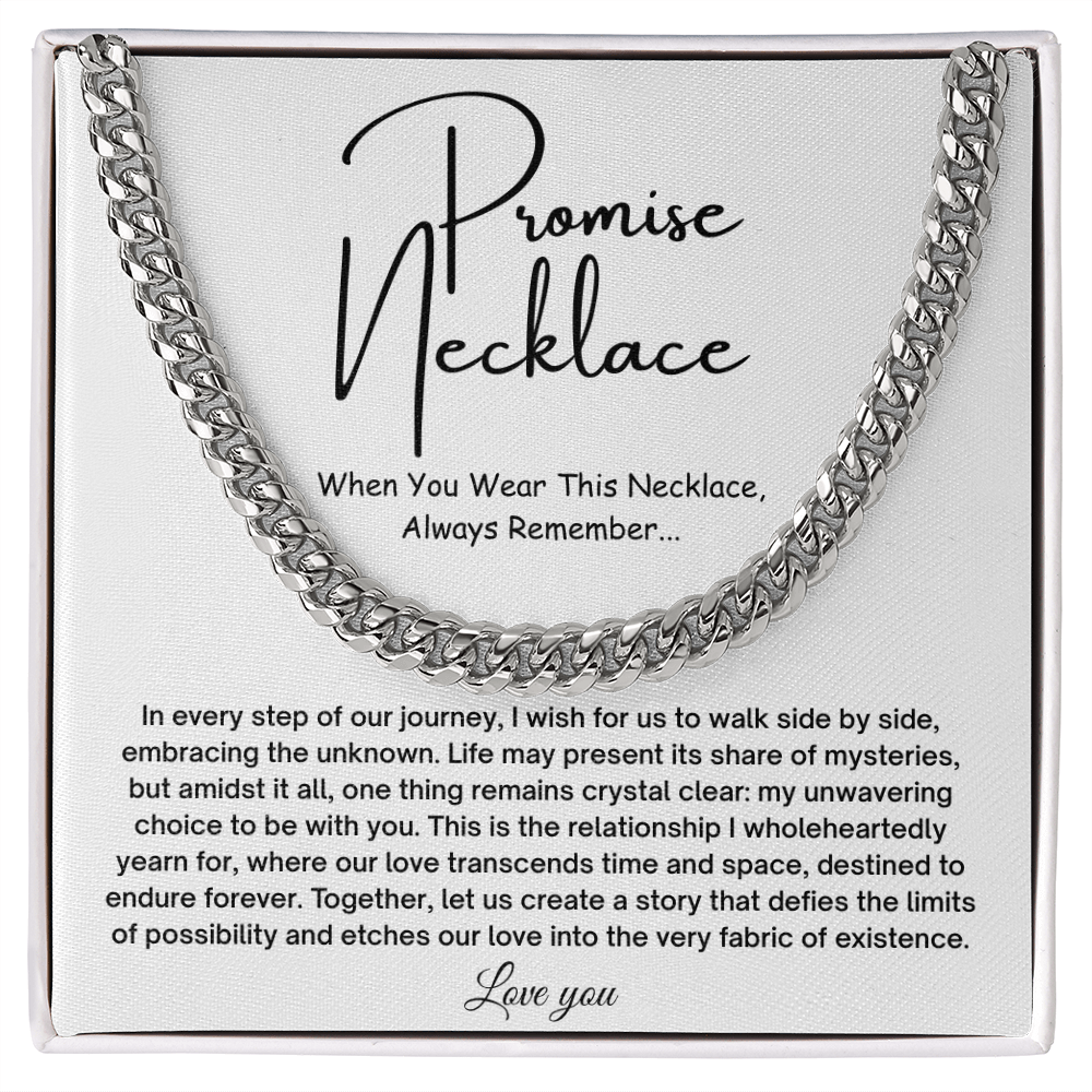 Promise Cuban Chain Necklace for Him, Gift Ideas for Men, Valentine Gifts for Him