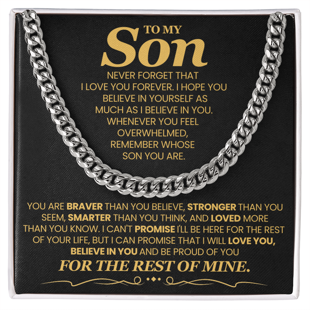 To My Son Cuban Chain Necklace, Jewelry From Dad Mom
