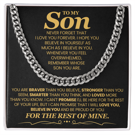 To My Son Cuban Chain Necklace, Jewelry From Dad Mom