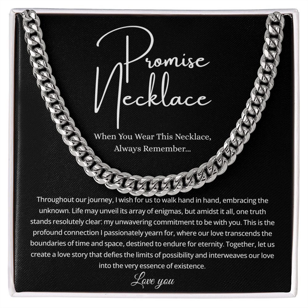 Promise Necklace For Him, Promise Gift For Boyfriend - Men's Cuban Chain