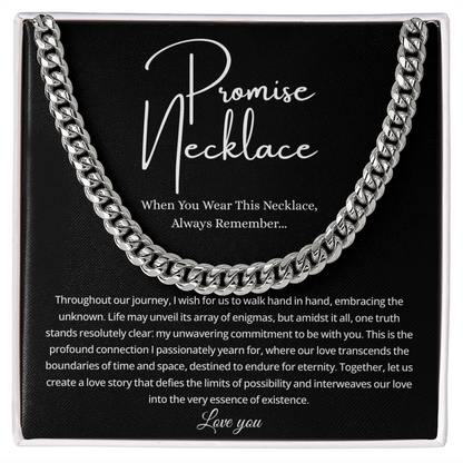Promise Necklace For Him, Promise Gift For Boyfriend - Men's Cuban Chain