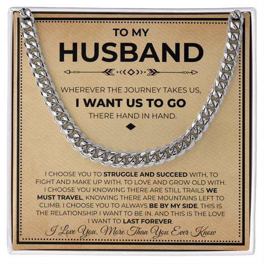 To My Man Cuban Chain Necklace, Husband Necklace from Wife, Men Necklaces for Him