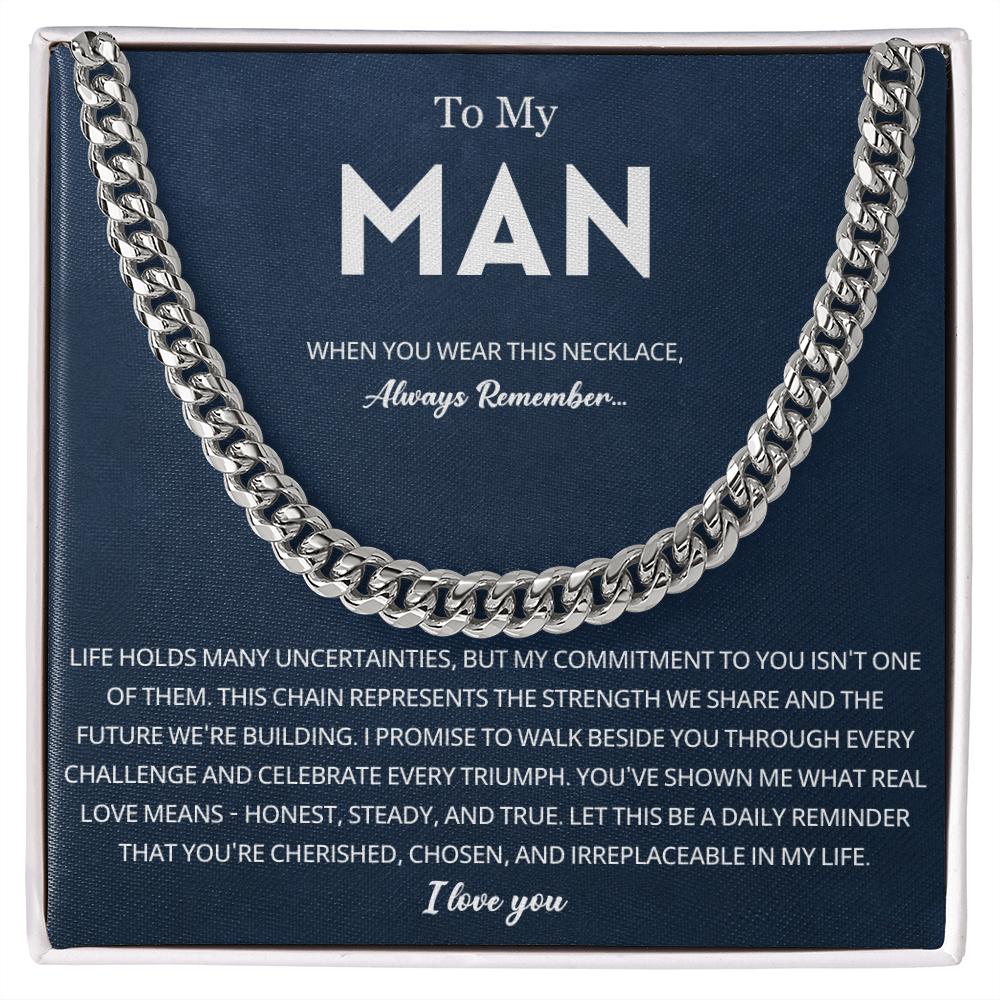 Mens Cuban Chain Necklace for Fiance Romantic Jewelry Gift for Him