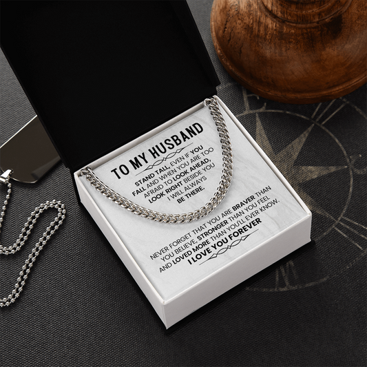 To My Amazing Husband - Cuban Chain With Message Card and Gift Box