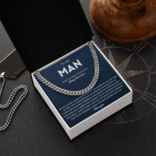 Mens Cuban Chain Necklace for Fiance Romantic Jewelry Gift for Him