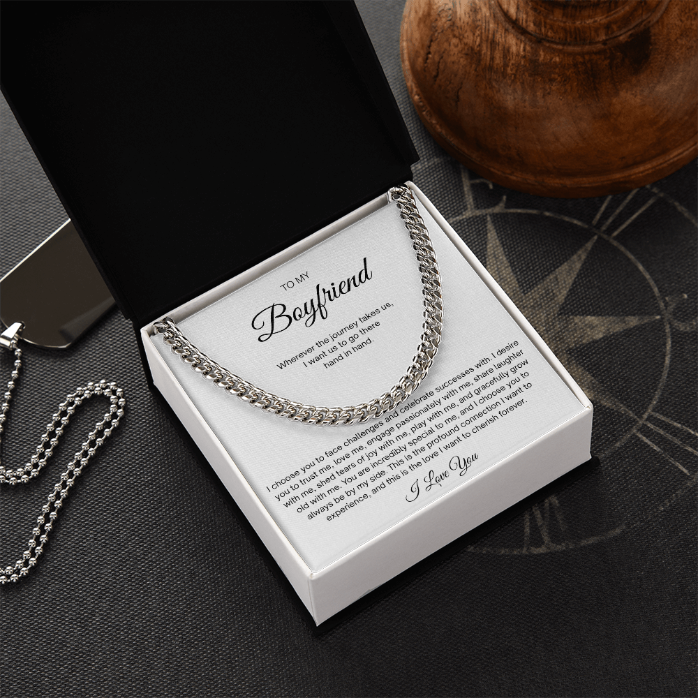 Men Cuban Link Chain Necklace for Boyfriend Gold Silver Stainless Steel
