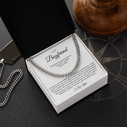 Men Cuban Link Chain Necklace for Boyfriend Gold Silver Stainless Steel