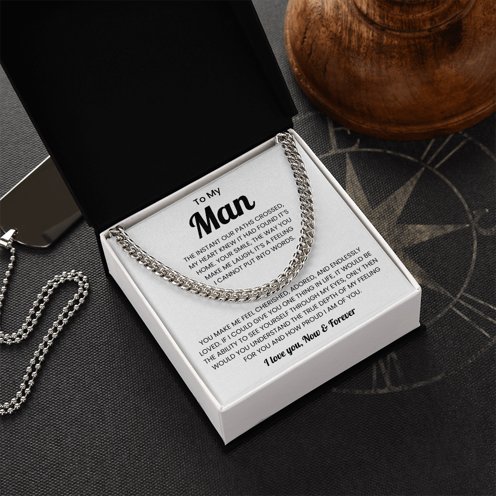 To My Man Birthday Gift Cuban Link Chain Necklace for Men