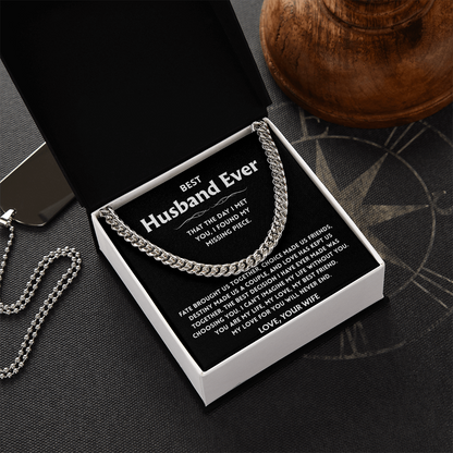 To My Husband Necklace With Message Card, Husband Gift From Wife