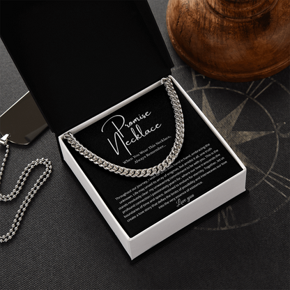 Promise Necklace For Him, Promise Gift For Boyfriend - Men's Cuban Chain