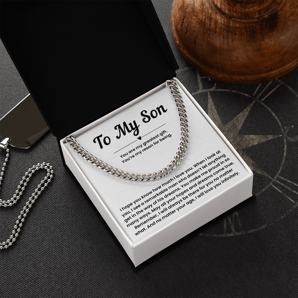 Cuban Link Chain for Son from Dad – Son Chain from Mom with Gift Box