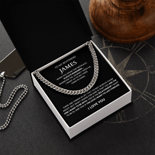 Personalize Promise Cuban Necklace For Boyfriend, Boyfriend Necklace From Girlfriend