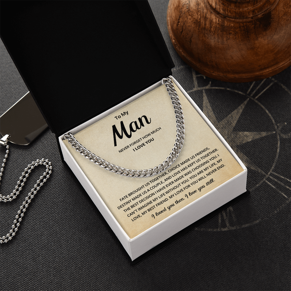 Mens Cuban Link Chain Necklace Romantic Gift for Boyfriend or Husband