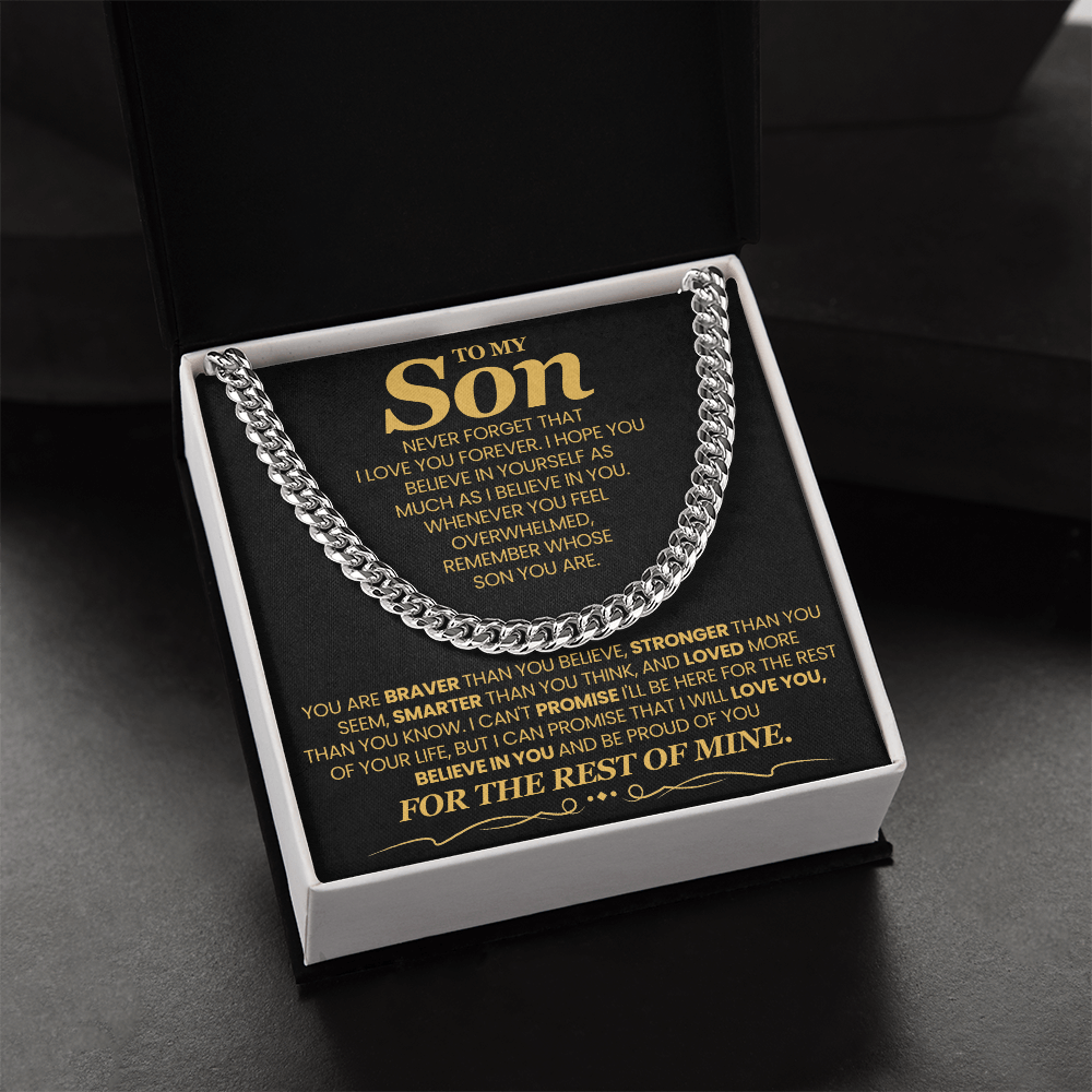 To My Son Cuban Chain Necklace, Jewelry From Dad Mom