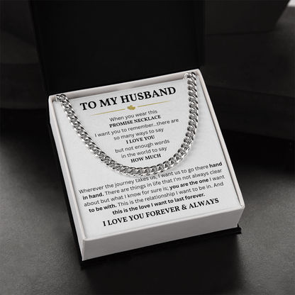 To My Husband – Cuban Link Chain | Meaningful Gift for Husband from Wife | Romantic Anniversary Gift for Him