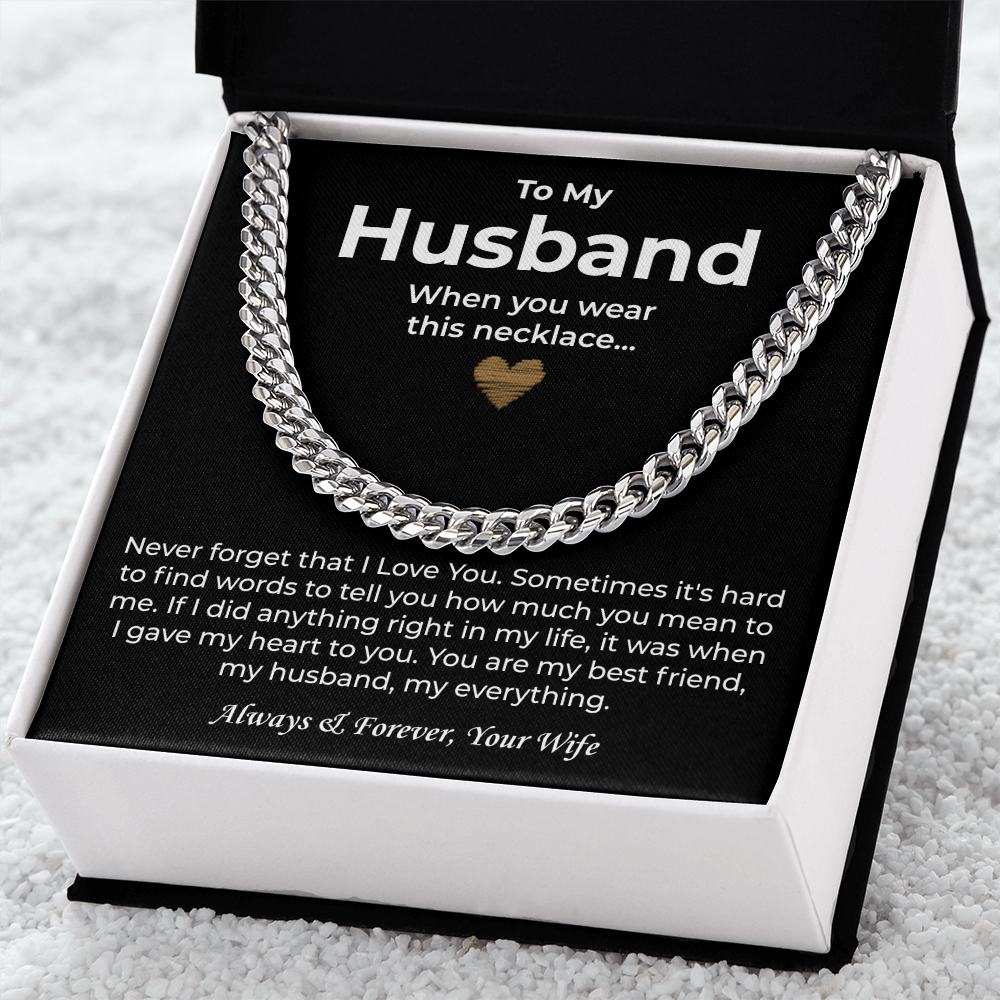 To My Man Necklace, Boyfriend Valentines Day Gift, Mens Cuban Chain Necklace for Fiance