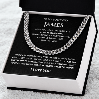 Personalize Promise Cuban Necklace For Boyfriend, Boyfriend Necklace From Girlfriend