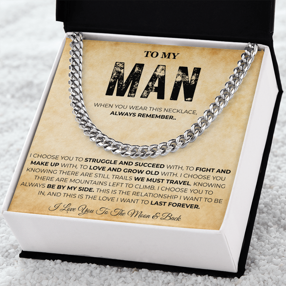 Promise Necklace for Him Meaningful Cuban Chain Birthday Gift for Men