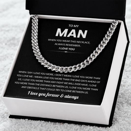 To My Man Cuban Chain Necklace Loving Husband Gift From Wife