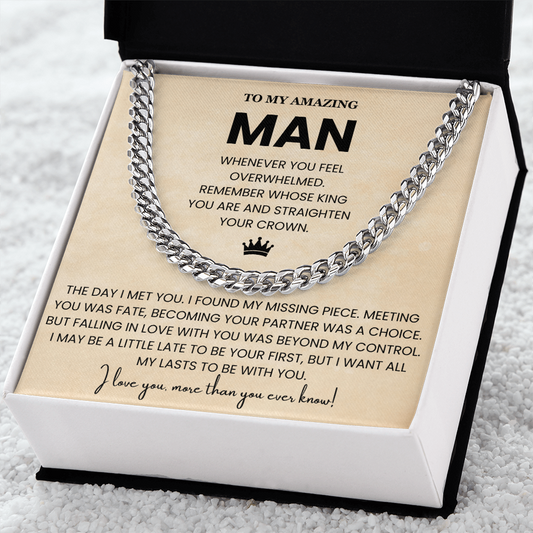 Valentine or Birthday Necklace for Boyfriend Cuban Chain Gift From Her