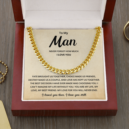 Mens Cuban Link Chain Necklace Romantic Gift for Boyfriend or Husband