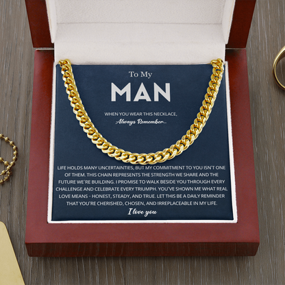Mens Cuban Chain Necklace for Fiance Romantic Jewelry Gift for Him