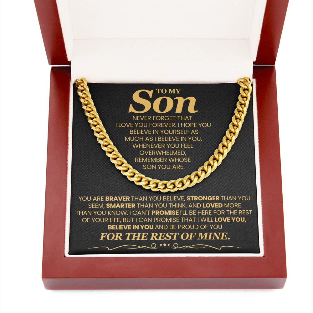 To My Son Cuban Chain Necklace, Jewelry From Dad Mom