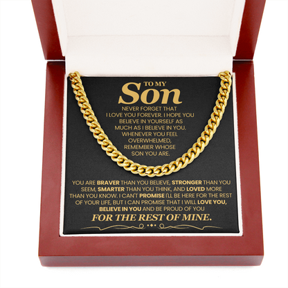 To My Son Cuban Chain Necklace, Jewelry From Dad Mom