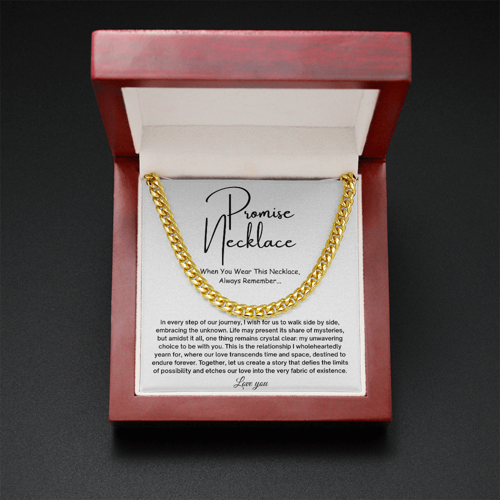 Promise Cuban Chain Necklace for Him, Gift Ideas for Men, Valentine Gifts for Him