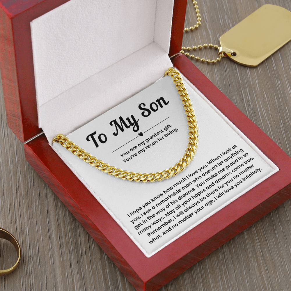 Cuban Link Chain for Son from Dad – Son Chain from Mom with Gift Box