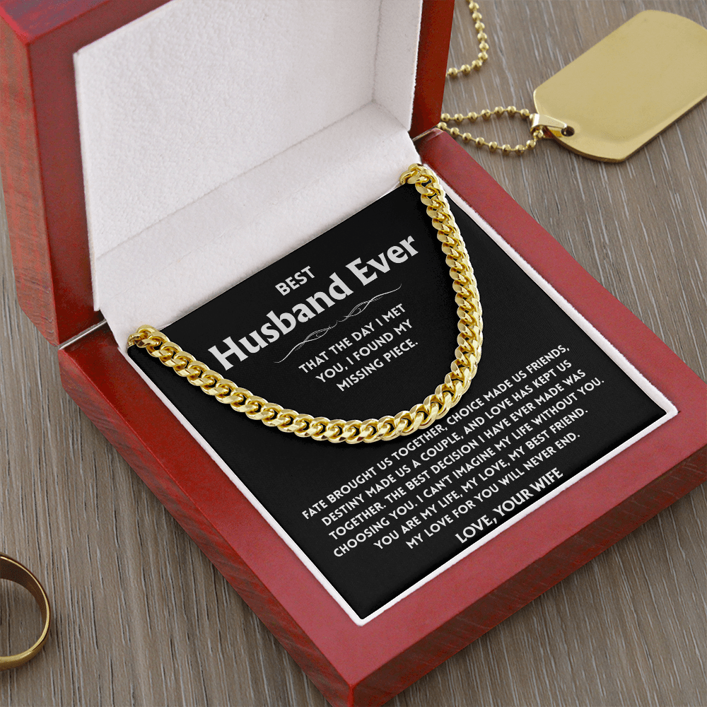 To My Husband Necklace With Message Card, Husband Gift From Wife