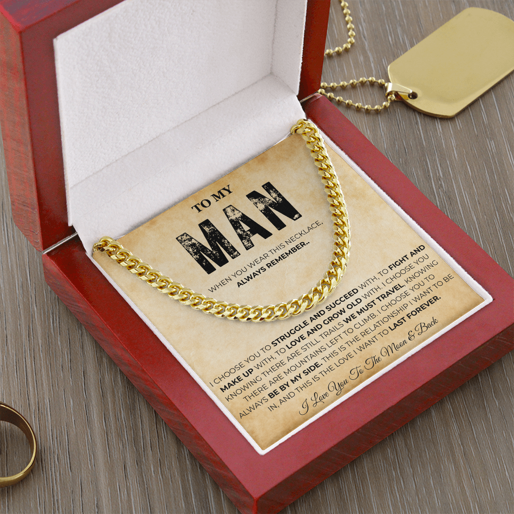 Promise Necklace for Him Meaningful Cuban Chain Birthday Gift for Men