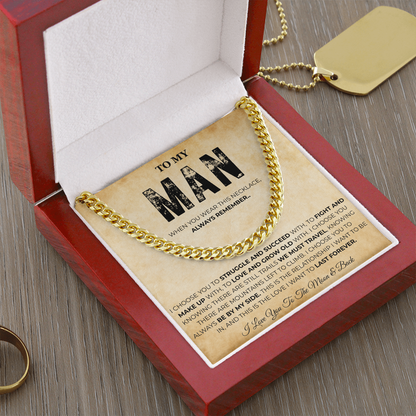 Promise Necklace for Him Meaningful Cuban Chain Birthday Gift for Men