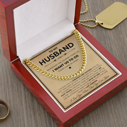To My Man Cuban Chain Necklace, Husband Necklace from Wife, Men Necklaces for Him