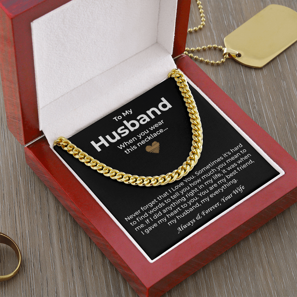 To My Man Necklace, Boyfriend Valentines Day Gift, Mens Cuban Chain Necklace for Fiance