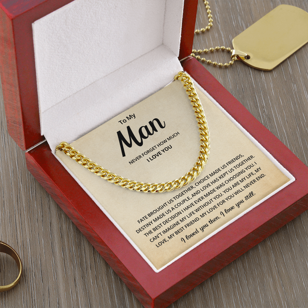 Mens Cuban Link Chain Necklace Romantic Gift for Boyfriend or Husband