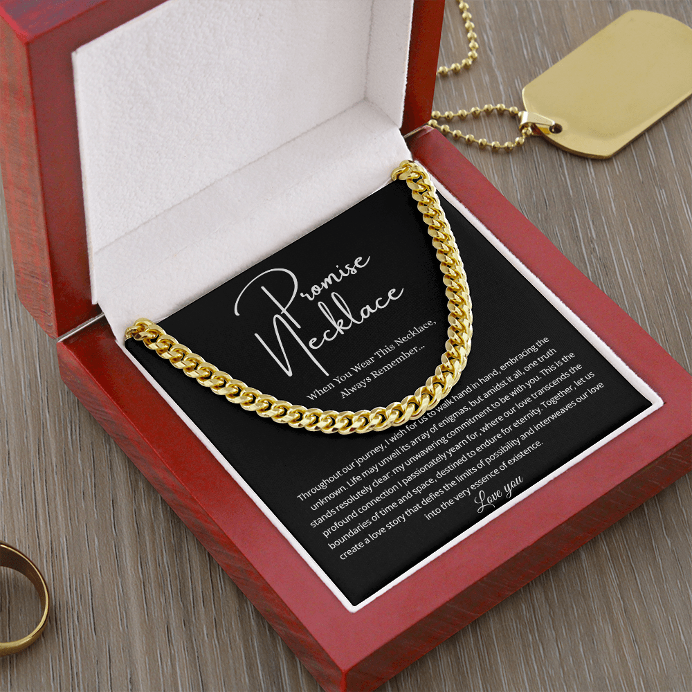 Promise Necklace For Him, Promise Gift For Boyfriend - Men's Cuban Chain