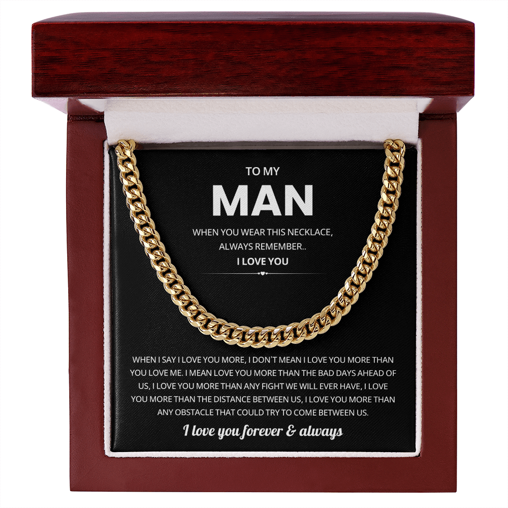 To My Man Cuban Chain Necklace Loving Husband Gift From Wife