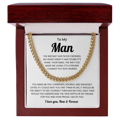 To My Man Birthday Gift Cuban Link Chain Necklace for Men