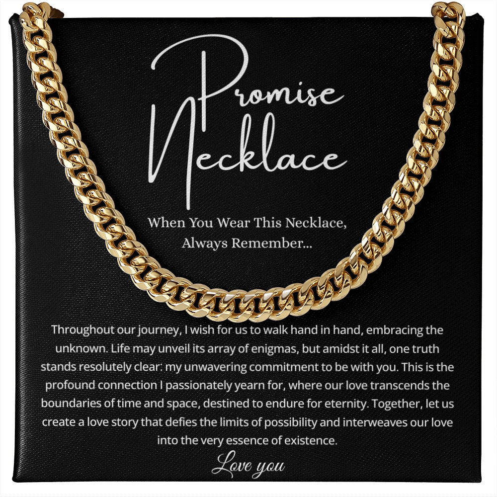 Promise Necklace For Him, Promise Gift For Boyfriend - Men's Cuban Chain