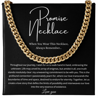 Promise Necklace For Him, Promise Gift For Boyfriend - Men's Cuban Chain