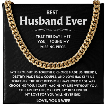 To My Husband Necklace With Message Card, Husband Gift From Wife