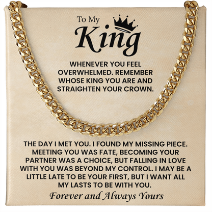 Cuban Chain Necklace - Promise Necklace for Him, Valentine Gift