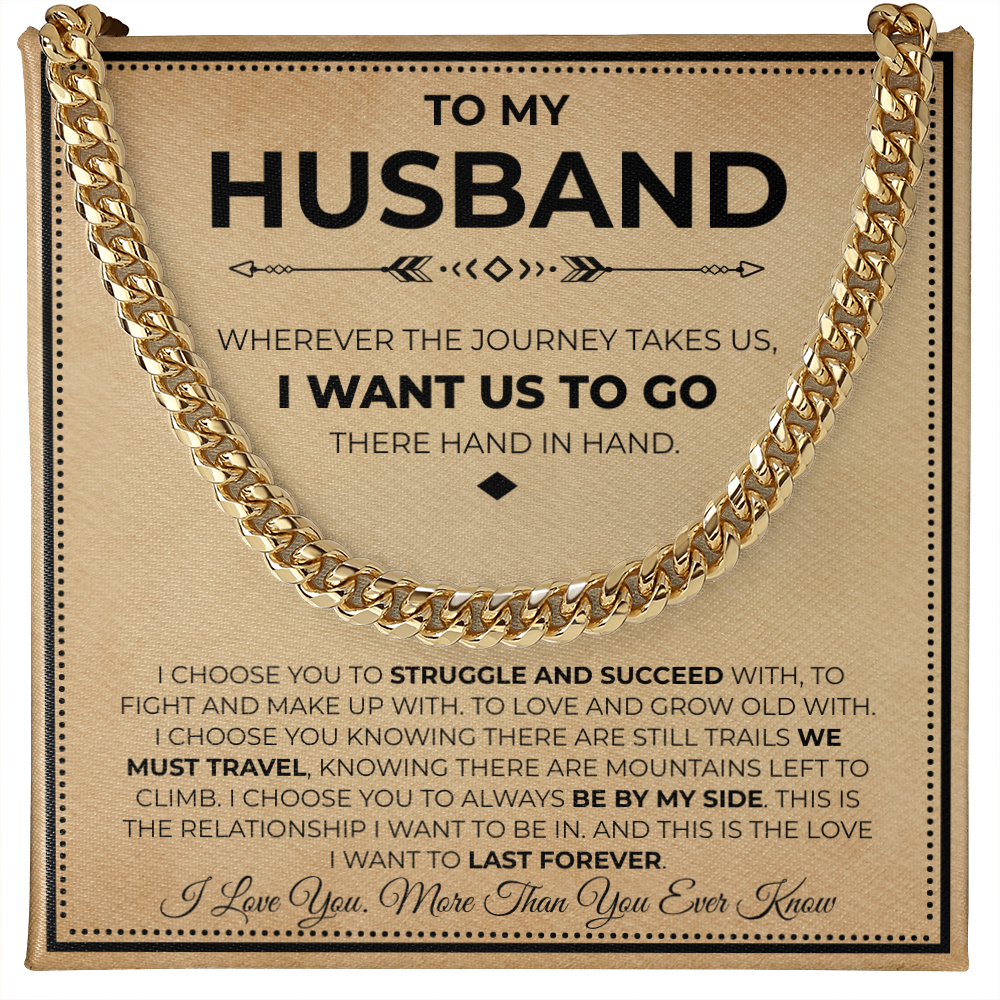 To My Man Cuban Chain Necklace, Husband Necklace from Wife, Men Necklaces for Him