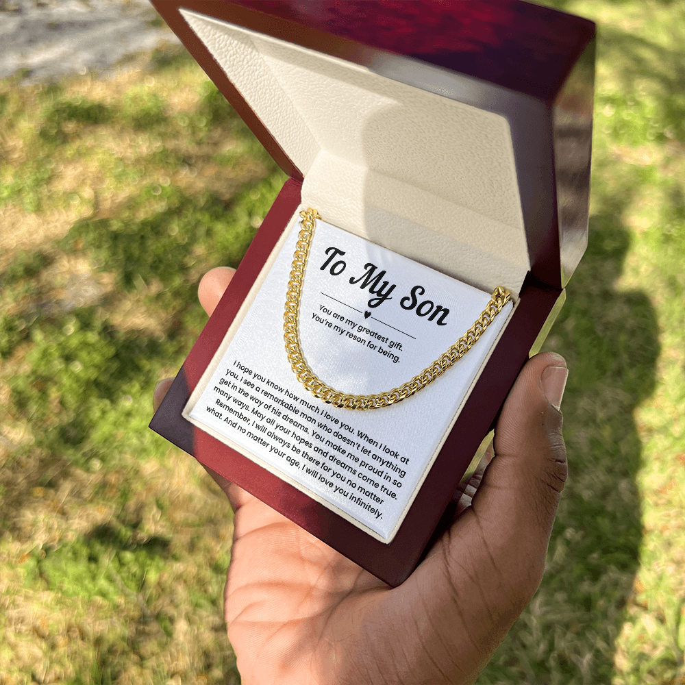 Cuban Link Chain for Son from Dad – Son Chain from Mom with Gift Box