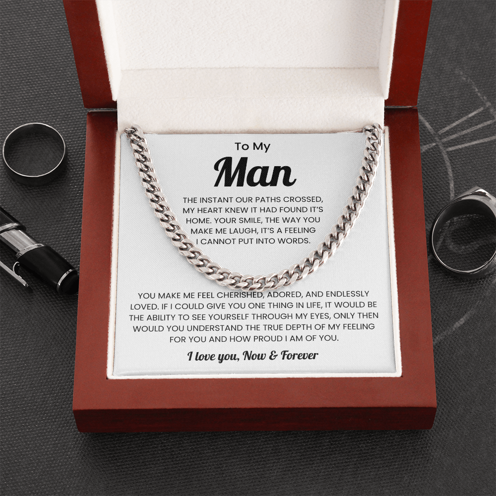 To My Man Birthday Gift Cuban Link Chain Necklace for Men