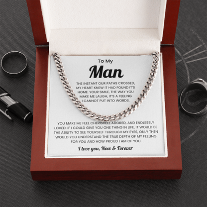 To My Man Birthday Gift Cuban Link Chain Necklace for Men