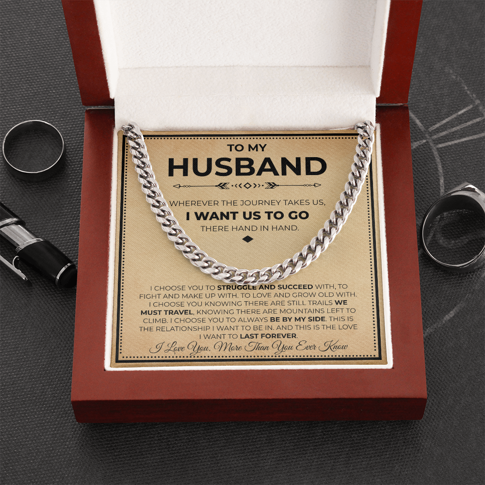 To My Man Cuban Chain Necklace, Husband Necklace from Wife, Men Necklaces for Him