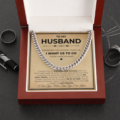 To My Man Cuban Chain Necklace, Husband Necklace from Wife, Men Necklaces for Him