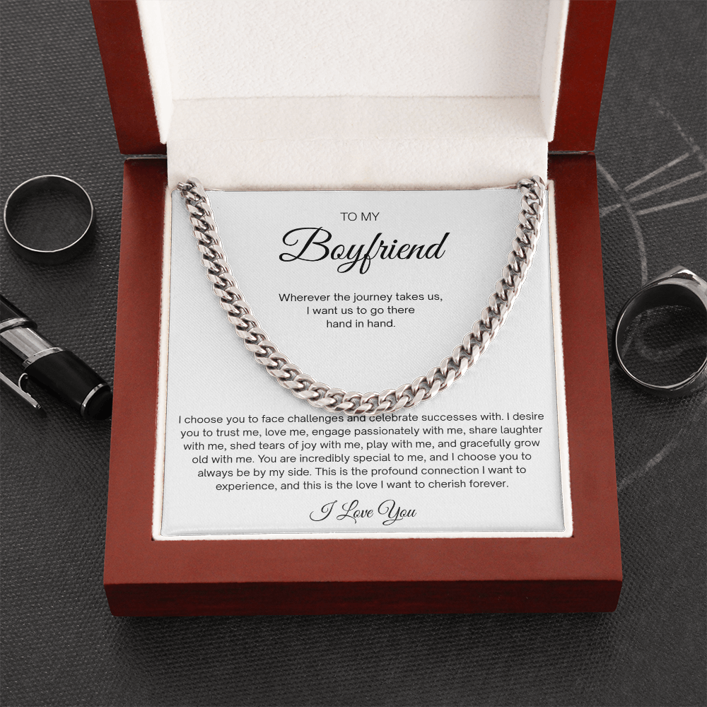 Men Cuban Link Chain Necklace for Boyfriend Gold Silver Stainless Steel